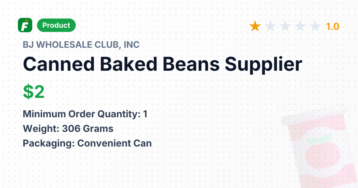 Canned Baked Beans – product summary card, no photo uploaded yet