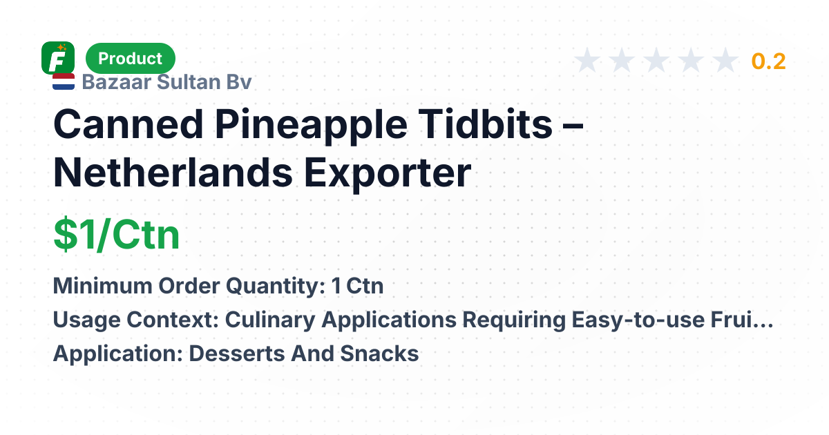 Canned Pineapple Tidbits – product summary card, no photo uploaded yet