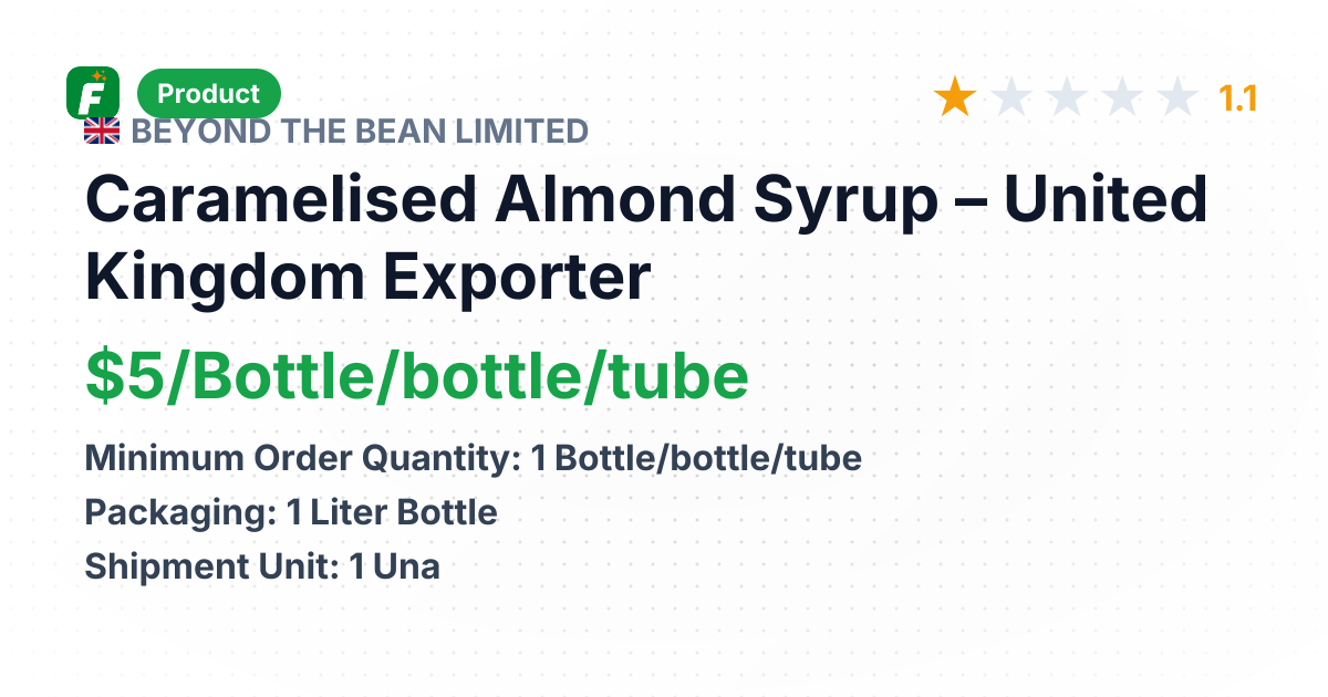 Caramelised Almond Syrup – product summary card, no photo uploaded yet