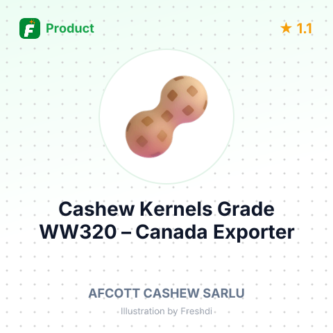 Cashew Kernels Grade WW320 – product summary card, no photo uploaded yet