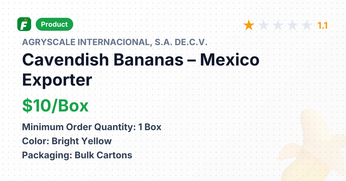 Cavendish Bananas – product summary card, no photo uploaded yet
