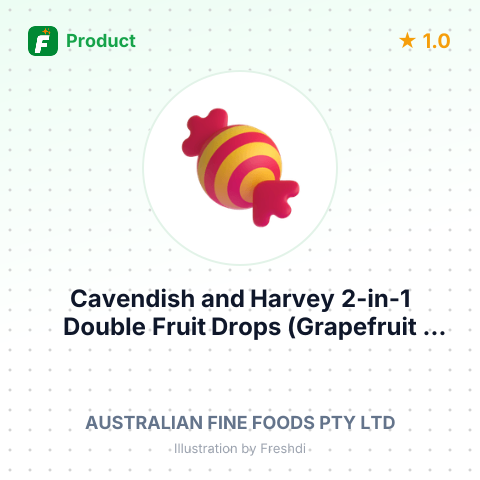 Cavendish and Harvey 2-in-1 Double Fruit Drops (Grapefruit Candy with Pineapple Filling) – summary card, no photo uploaded yet