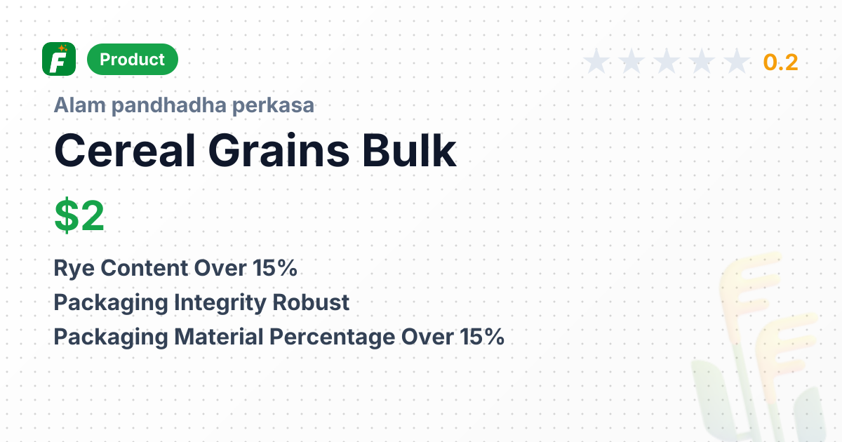 Cereal Grains Including Rye – product summary card, no photo uploaded yet