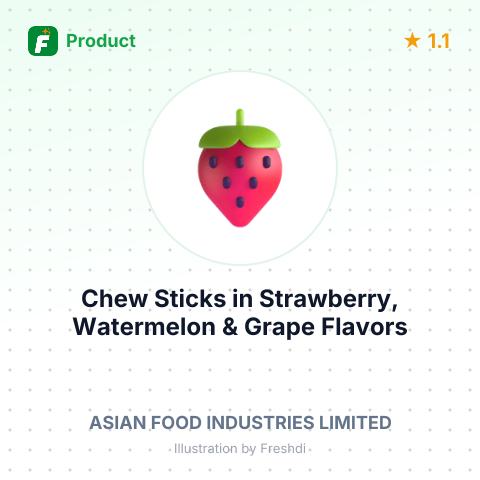 Chew Sticks in Strawberry, Watermelon & Grape Flavors – summary card, no photo uploaded yet