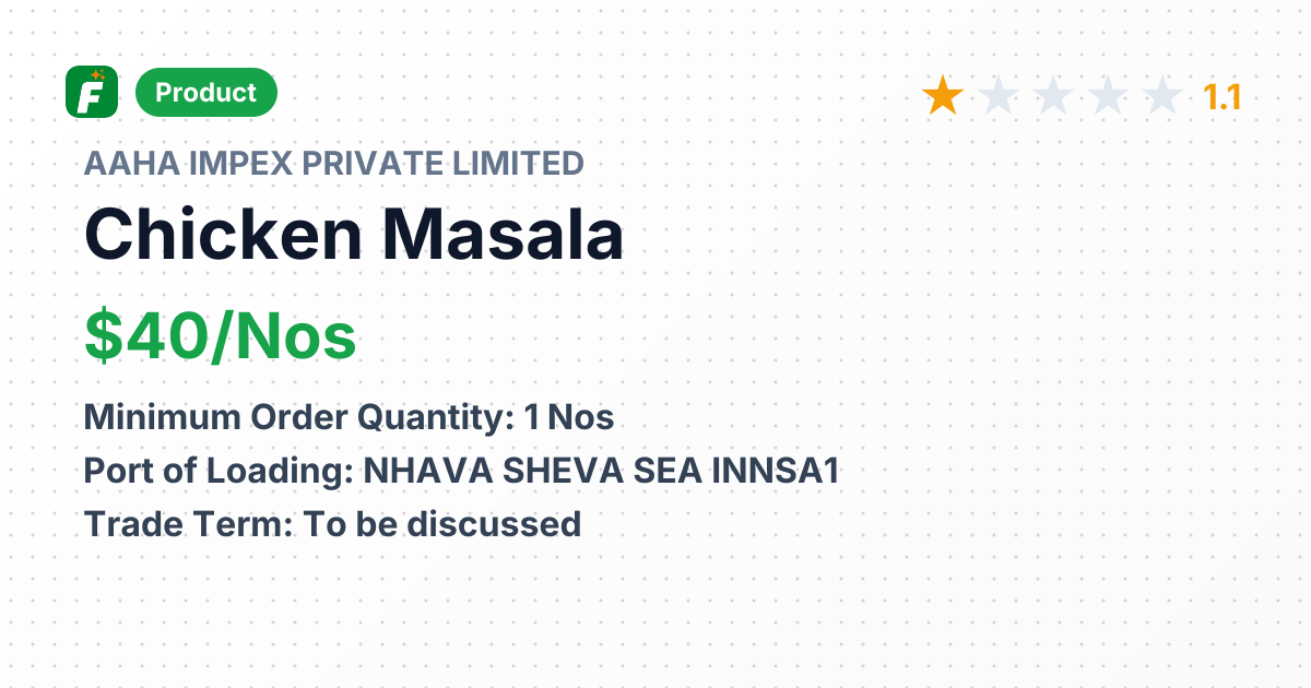 Chicken Masala – product summary card, no photo uploaded yet