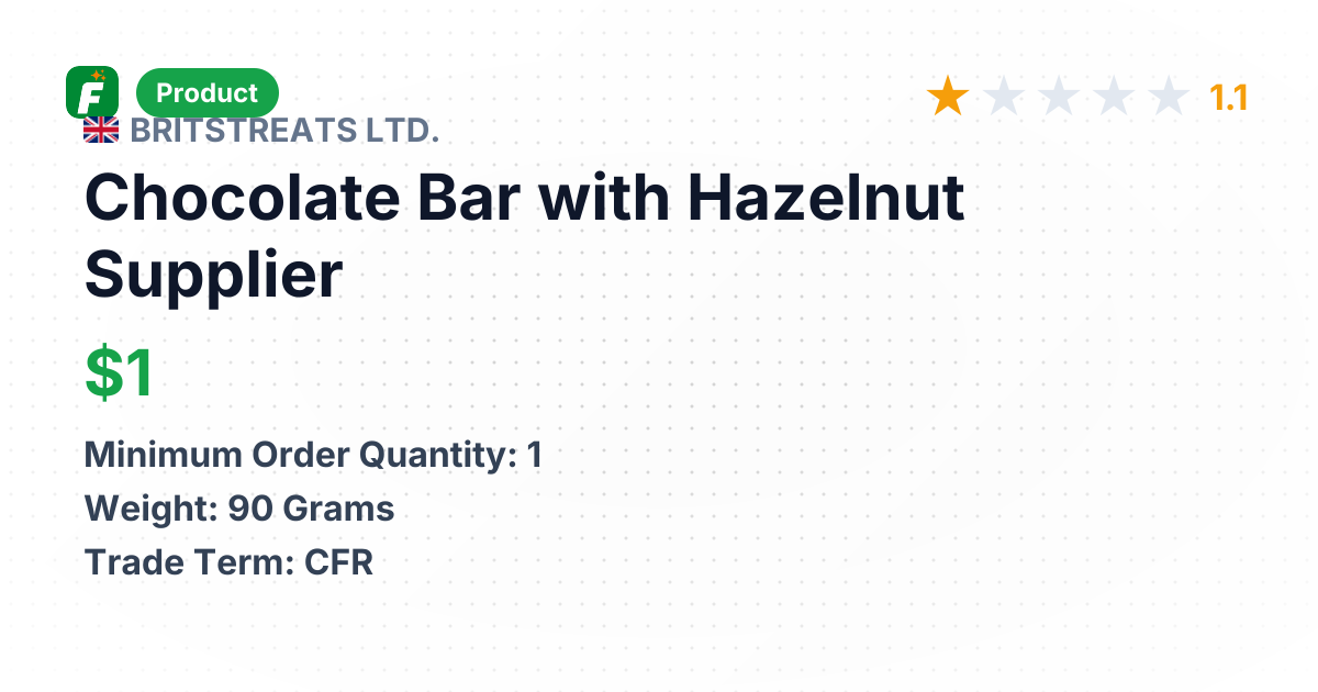 Chocolate Bar with Hazelnut – product summary card, no photo uploaded yet