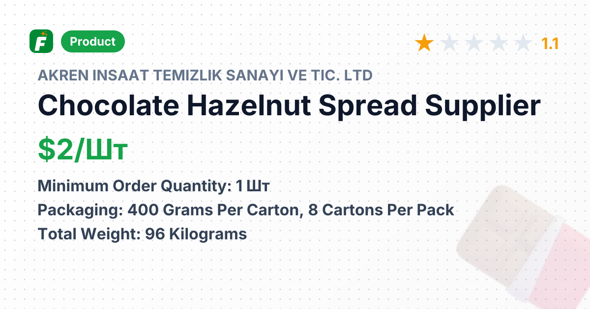 Chocolate Hazelnut Spread – product summary card, no photo uploaded yet