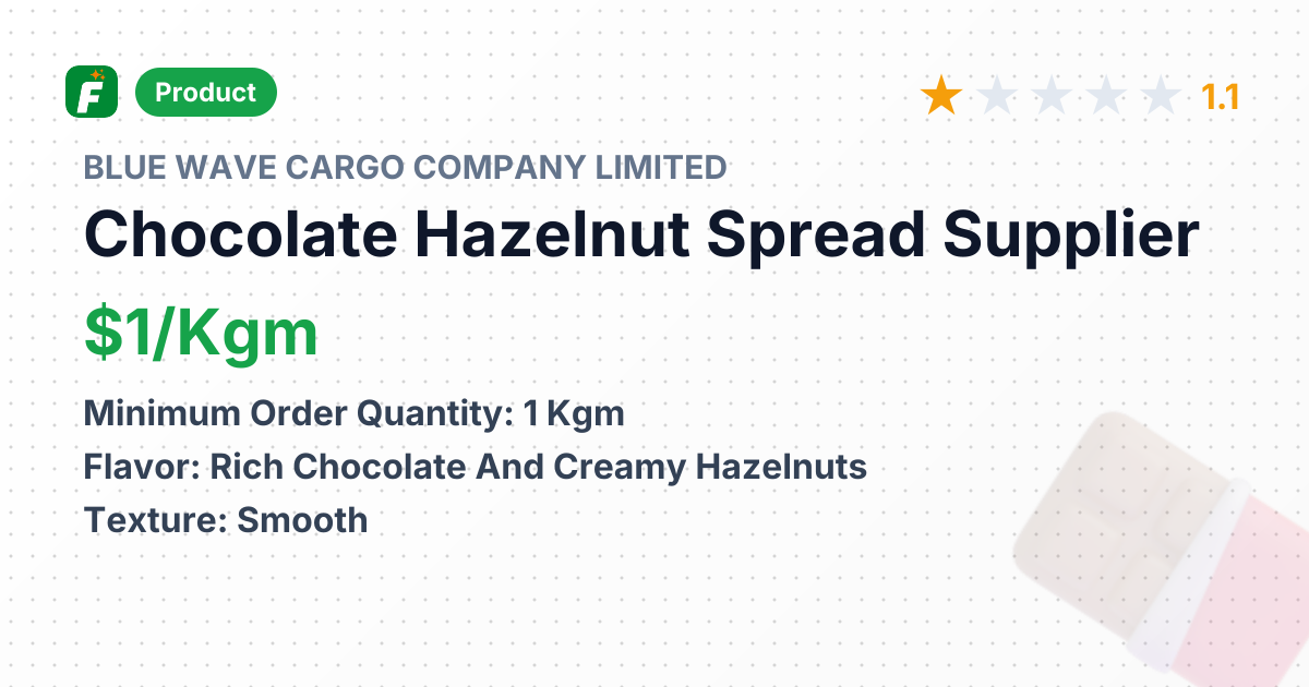 Chocolate Hazelnut Spread – product summary card, no photo uploaded yet