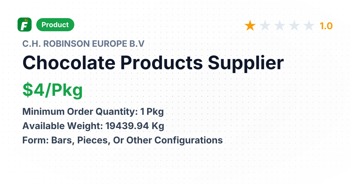 Chocolate Products – product summary card, no photo uploaded yet