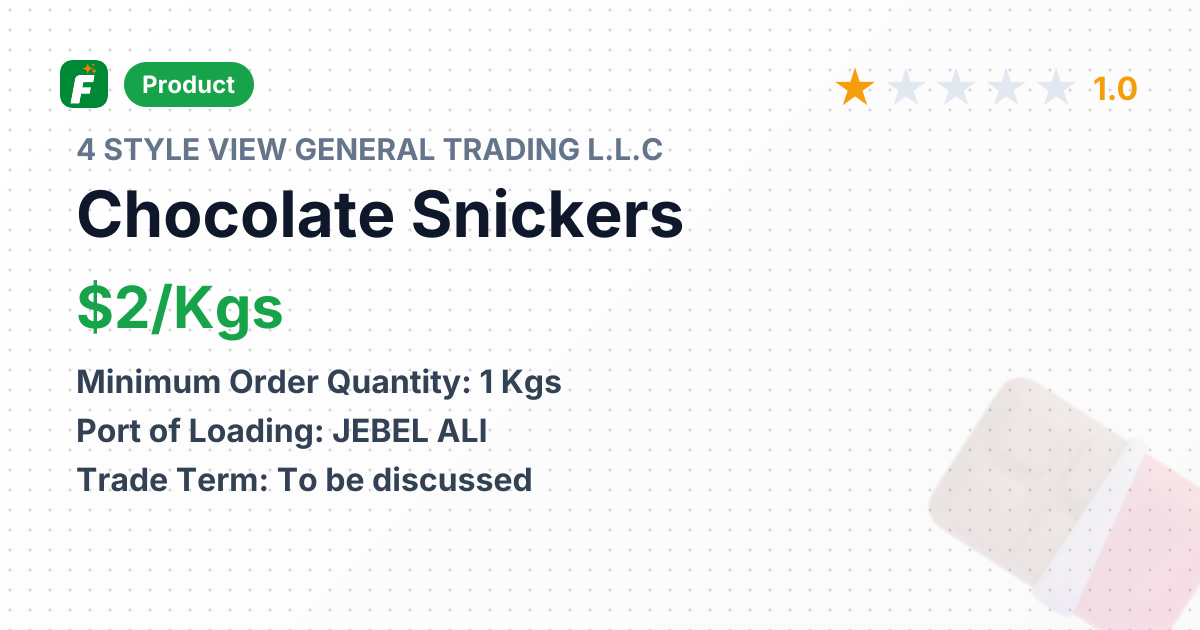 Chocolate Snickers – product summary card, no photo uploaded yet