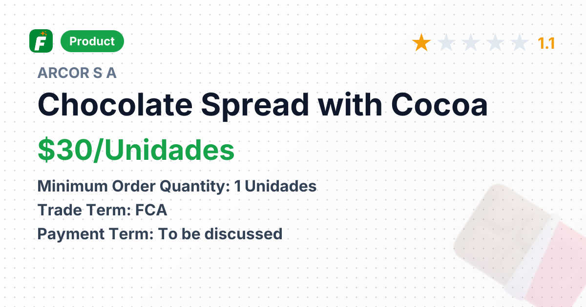 Chocolate Spread with Cocoa – product summary card, no photo uploaded yet