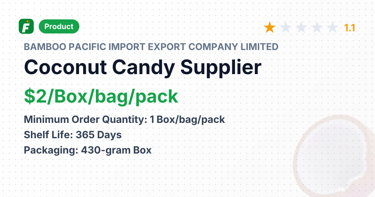 Coconut Candy – product summary card, no photo uploaded yet