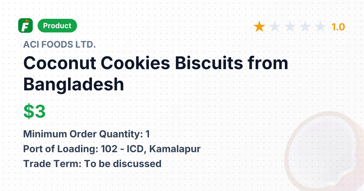 Coconut Cookies Biscuits – product summary card, no photo uploaded yet