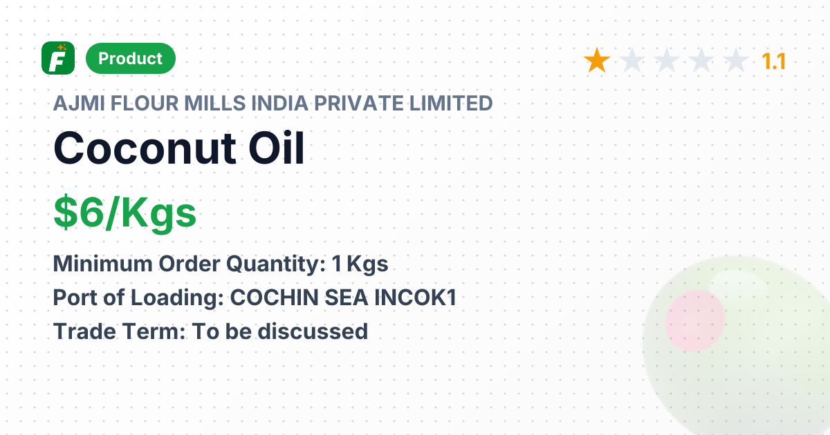 Coconut Oil – product summary card, no photo uploaded yet