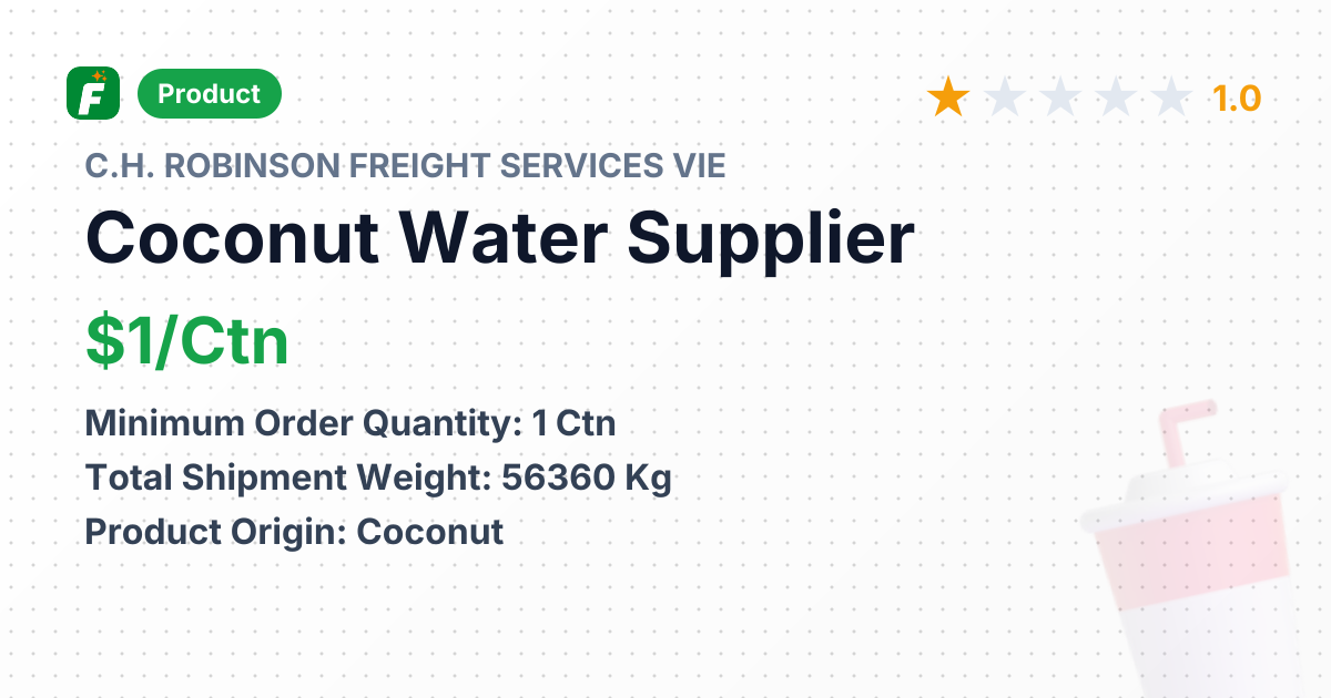 Coconut Water – product summary card, no photo uploaded yet