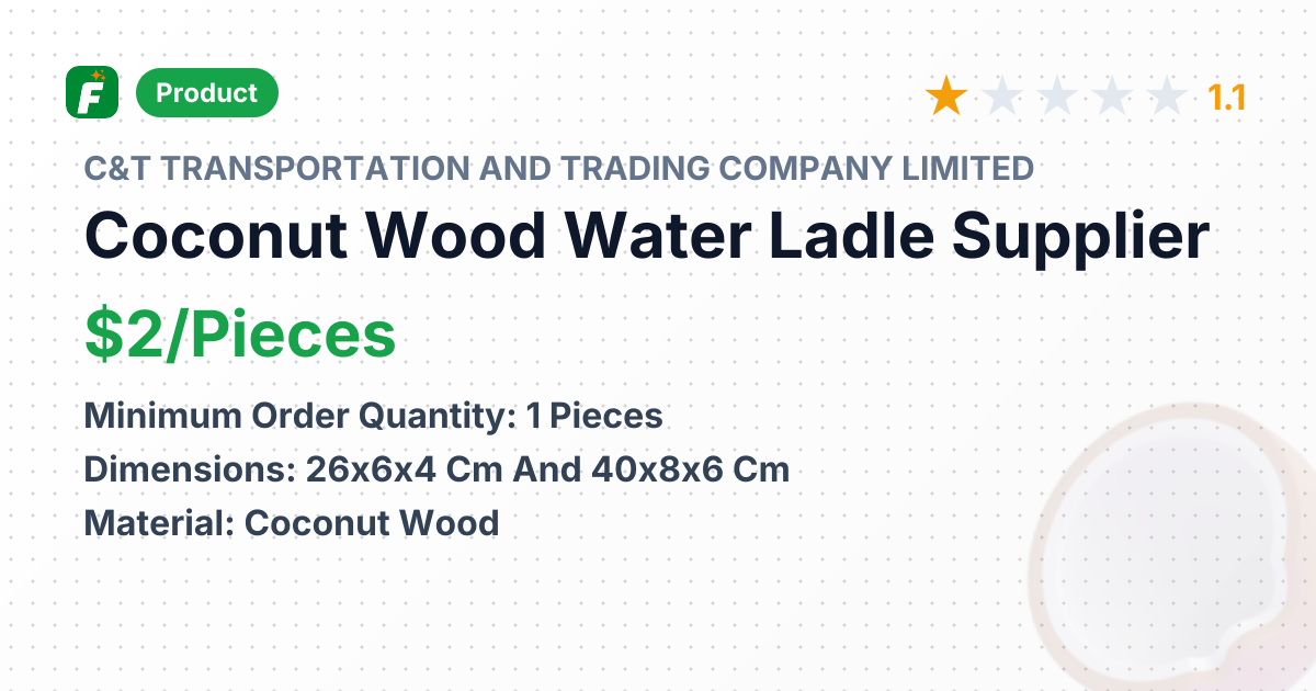 Coconut Wood Water Ladle – product summary card, no photo uploaded yet
