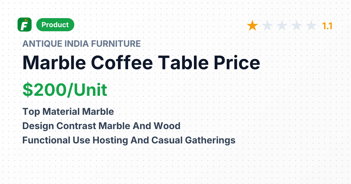 Coffee Table in Marble with Wooden Base – product summary card, no photo uploaded yet