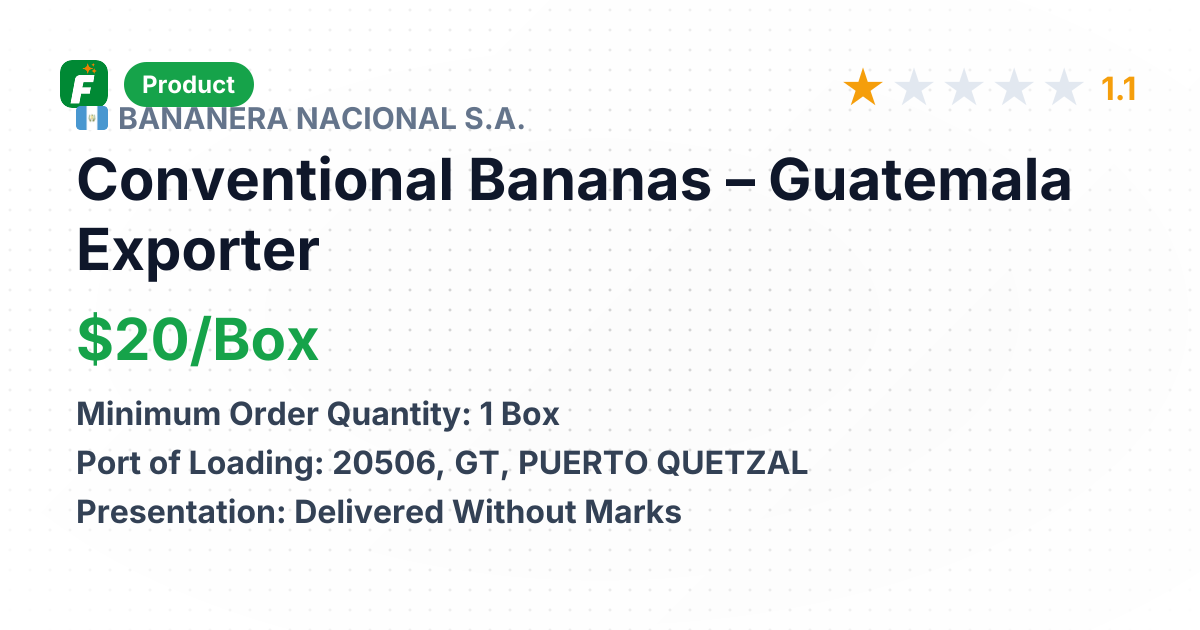Conventional Bananas – product summary card, no photo uploaded yet