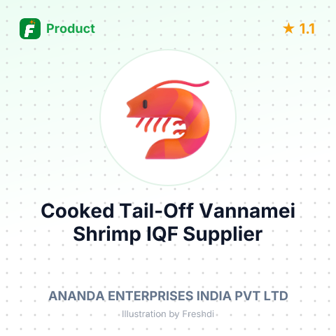Cooked Tail-Off Vannamei Shrimp, IQF – summary card, no photo uploaded yet
