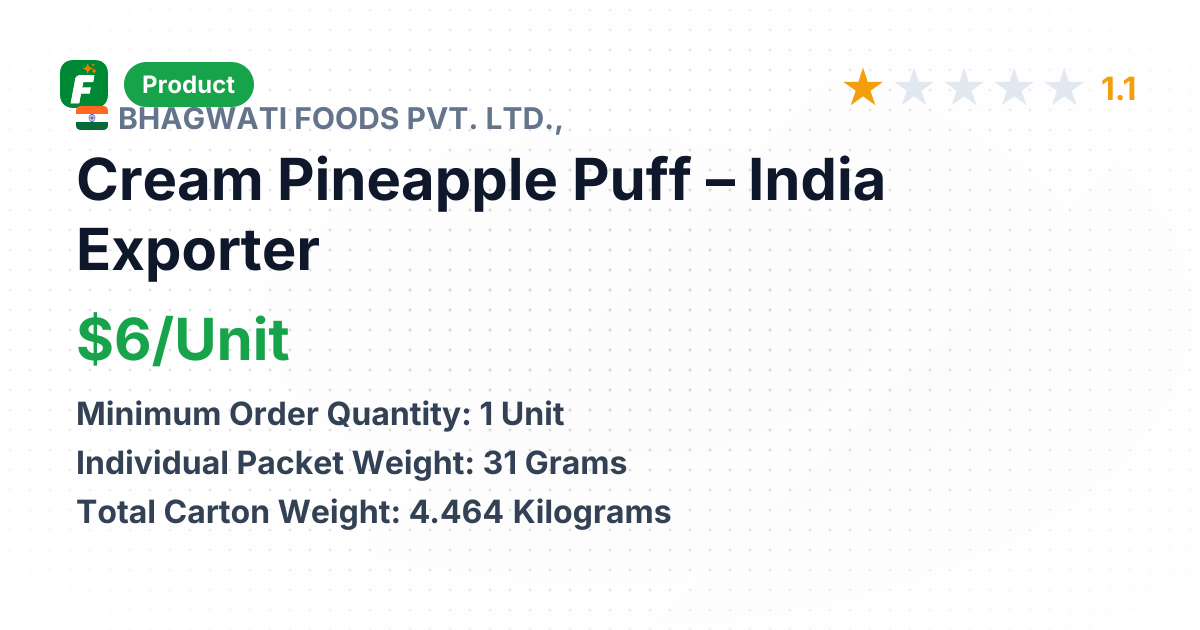 Cream Pineapple Puff – product summary card, no photo uploaded yet