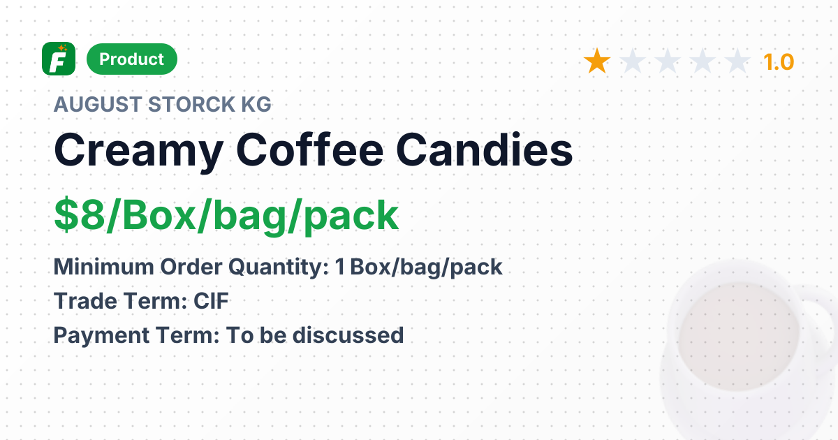 Creamy Coffee Candies – product summary card, no photo uploaded yet