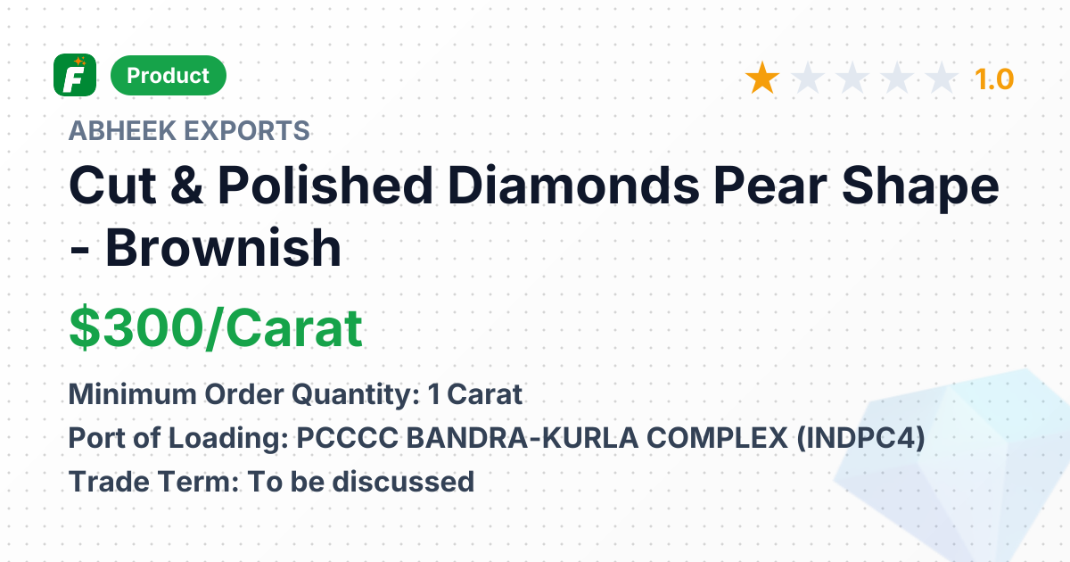 Cut & Polished Diamonds Pear Shape - Brownish Pink - SI 1 – product summary card, no photo uploaded yet