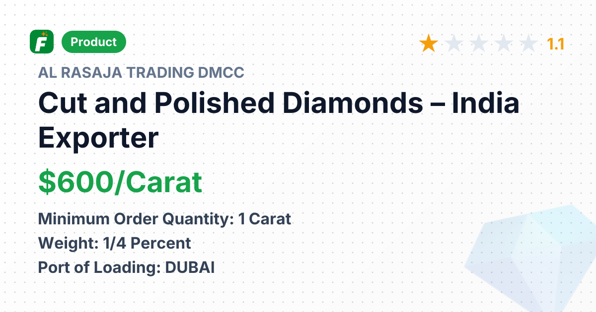 Cut and Polished Diamonds – product summary card, no photo uploaded yet