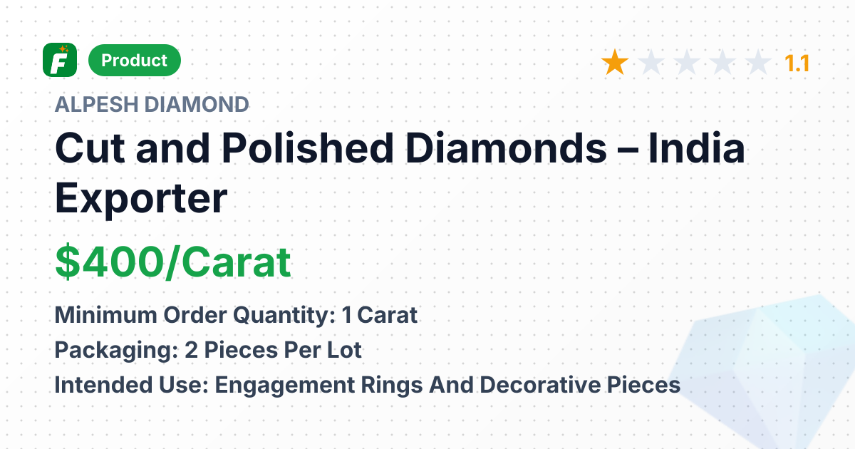 Cut and Polished Diamonds – product summary card, no photo uploaded yet