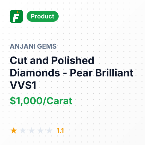 Cut and Polished Diamonds - Pear Brilliant VVS1 – summary card, no photo uploaded yet