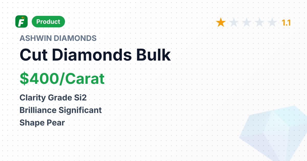 Cut and Polished Diamonds - White Pear, SI2 – product summary card, no photo uploaded yet