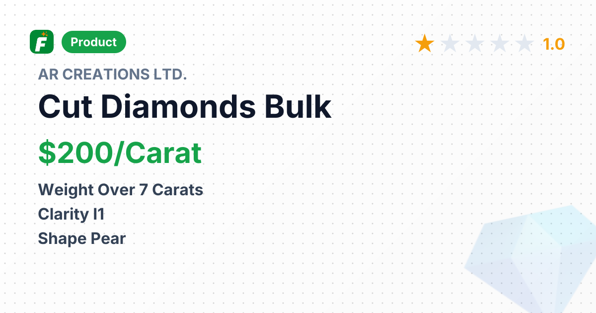 Cut and Polished Diamonds - White Pear Shape I1 – product summary card, no photo uploaded yet