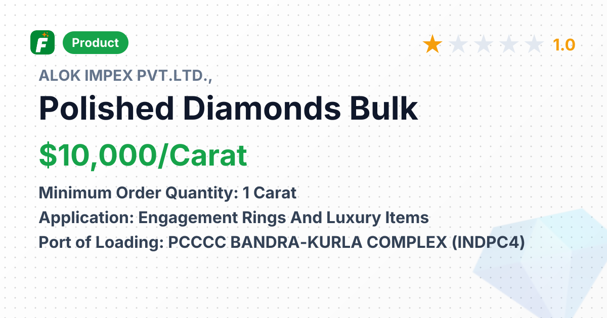 Cut and Polished Diamonds – product summary card, no photo uploaded yet