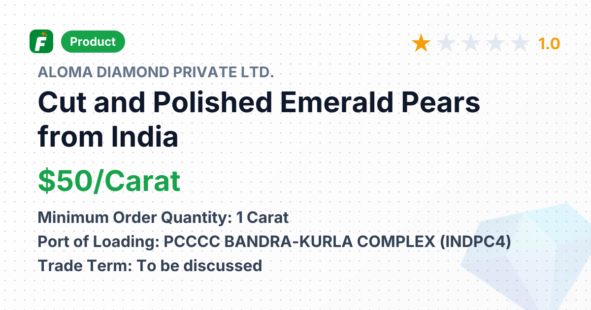 Cut and Polished Emerald Pears – product summary card, no photo uploaded yet