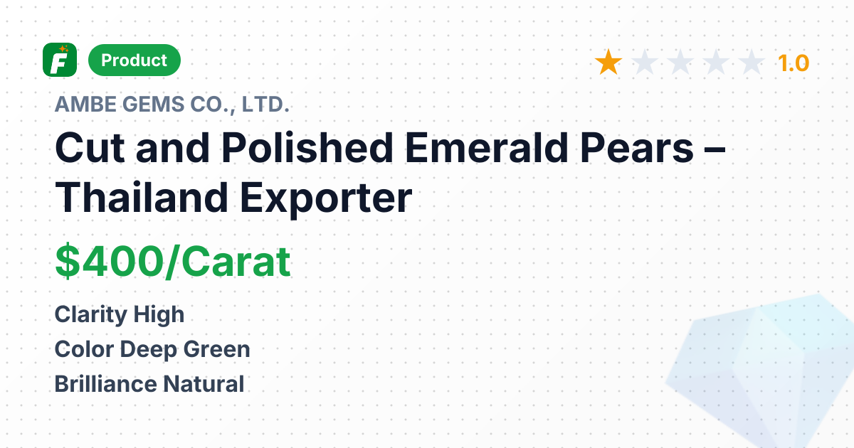 Cut and Polished Emerald Pears – product summary card, no photo uploaded yet