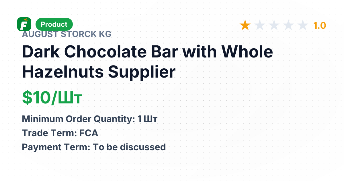 Dark Chocolate Bar with Whole Hazelnuts – product summary card, no photo uploaded yet