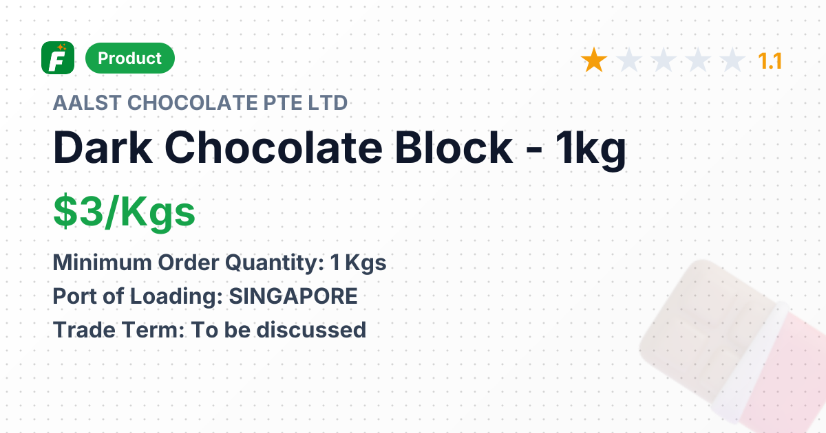 Dark Chocolate Block - 1kg – product summary card, no photo uploaded yet