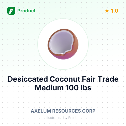 Desiccated Coconut Fair Trade Medium 100 lbs – summary card, no photo uploaded yet