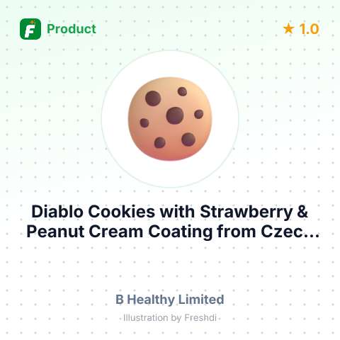 Diablo Cookies with Strawberry & Peanut Cream Coating – summary card, no photo uploaded yet