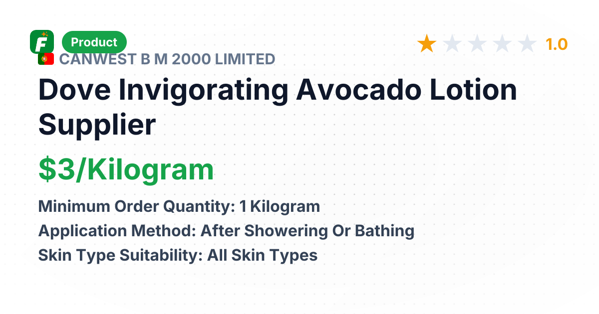 Dove Invigorating Avocado Lotion – product summary card, no photo uploaded yet