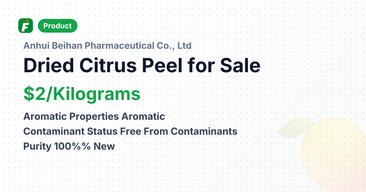 Dried Citrus Peel (Pericarpium Viride Citri Reticulatae) – product summary card, no photo uploaded yet