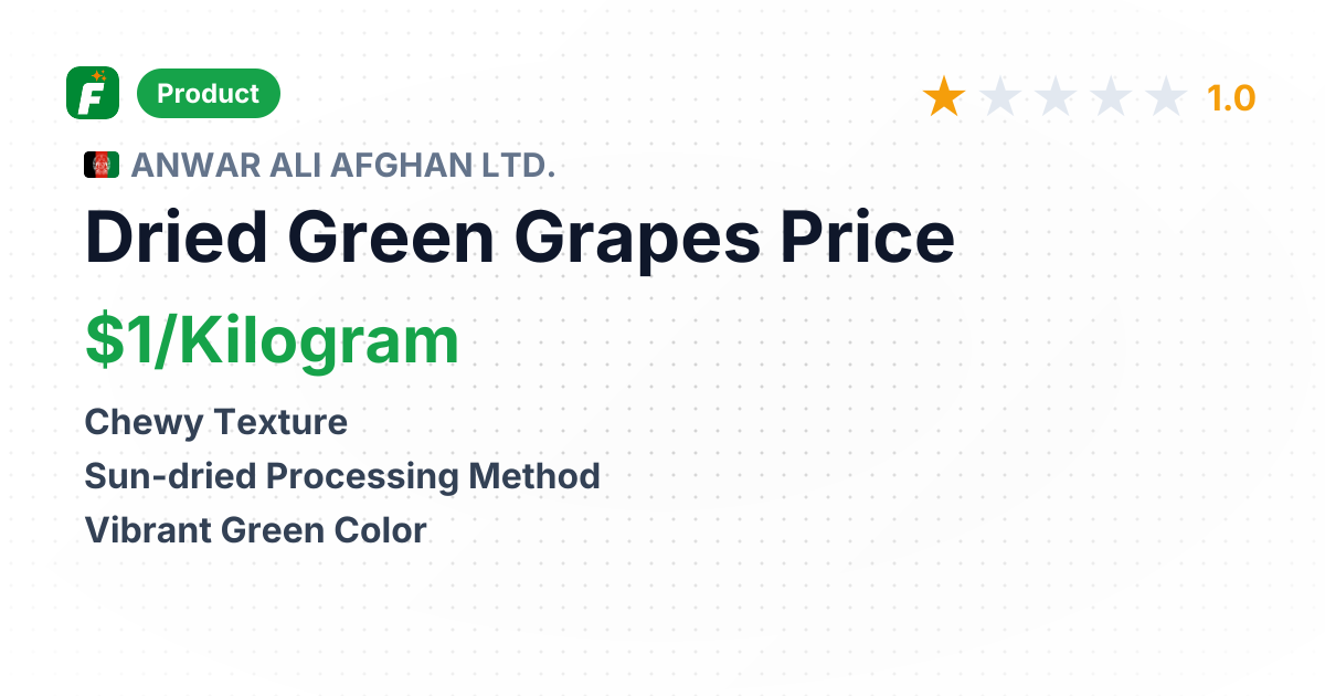 Dried Green Grapes (Kandhari) – product summary card, no photo uploaded yet