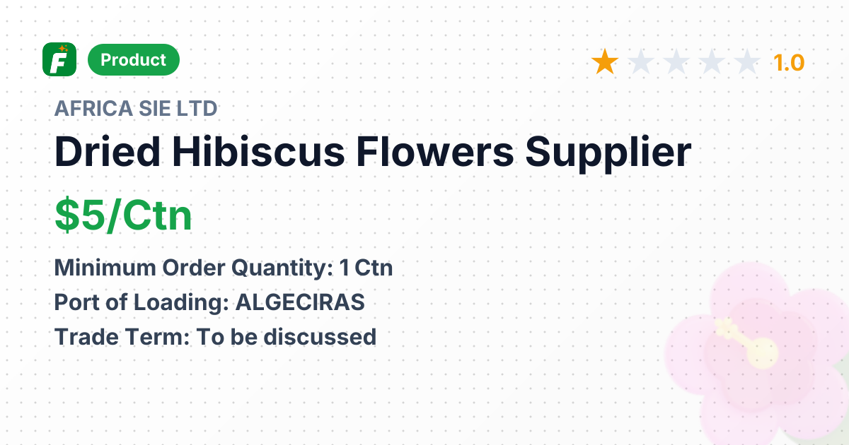 Dried Hibiscus Flowers – product summary card, no photo uploaded yet