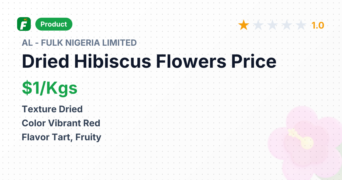Dried Hibiscus Flowers – product summary card, no photo uploaded yet