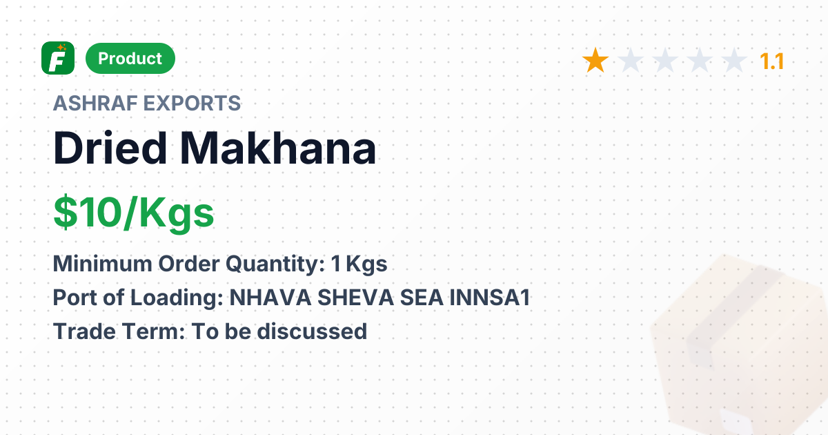 Dried Makhana – product summary card, no photo uploaded yet