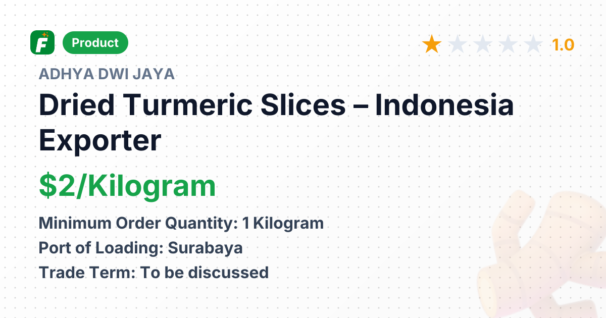 Dried Turmeric Slices – product summary card, no photo uploaded yet