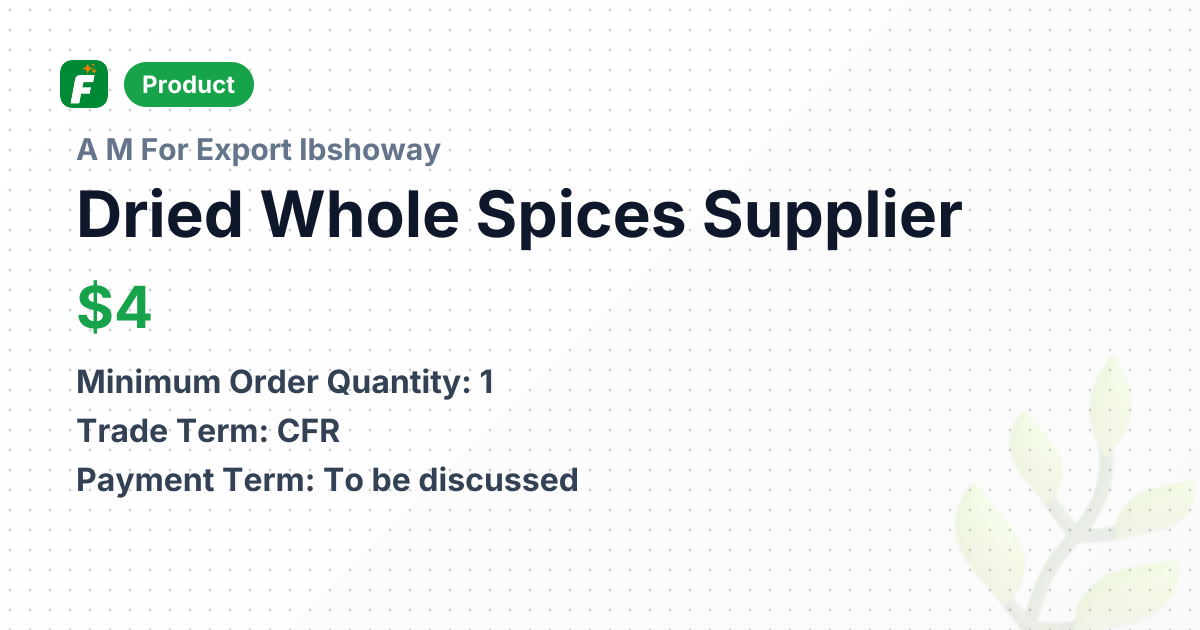 Dried Whole Spices – product summary card, no photo uploaded yet