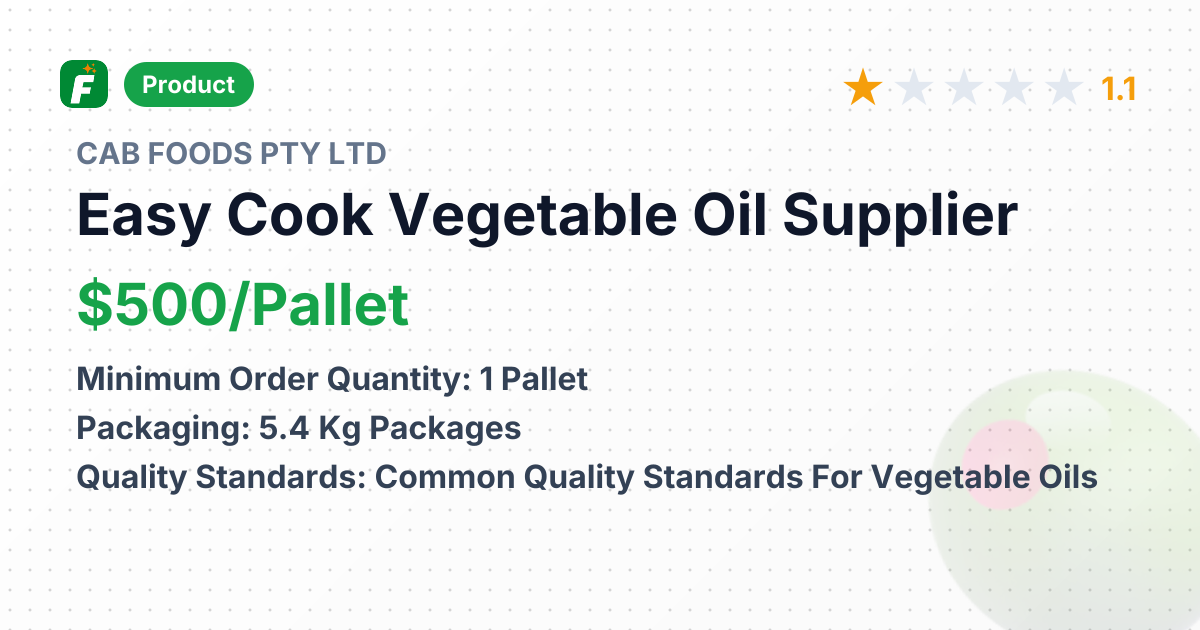 Easy Cook Vegetable Oil – product summary card, no photo uploaded yet
