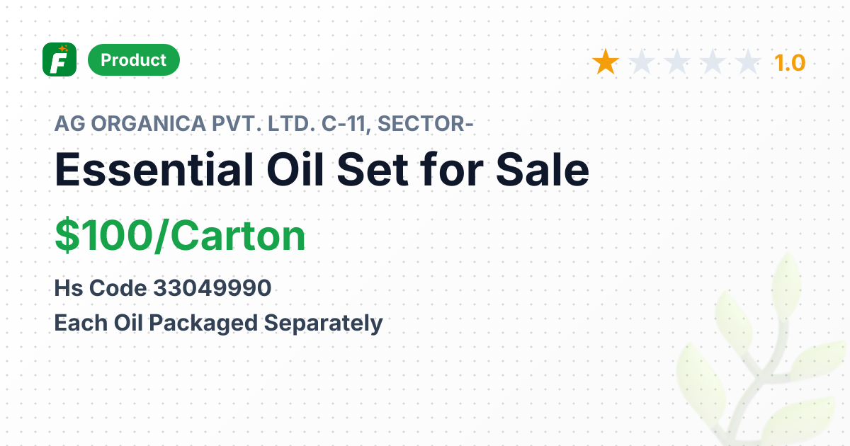 Essential Oil Set – product summary card, no photo uploaded yet