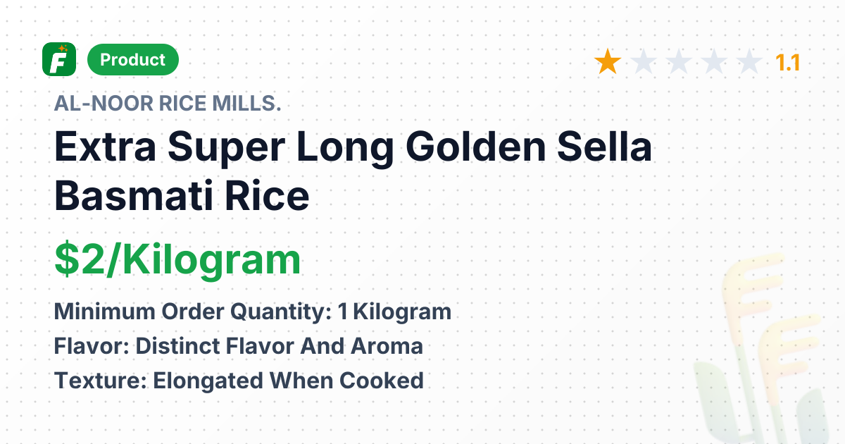 Extra Super Long Golden Sella Basmati Rice – product summary card, no photo uploaded yet