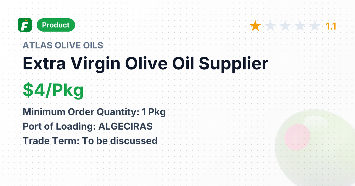 Extra Virgin Olive Oil – product summary card, no photo uploaded yet